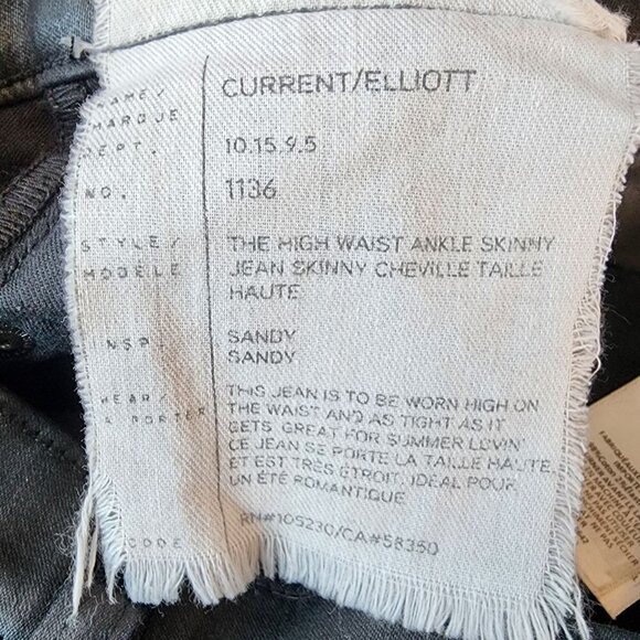 Current/Elliott The High Waist Ankle Skinny Jean Faux Leather Jeans Pants 26 - Picture 8 of 8
